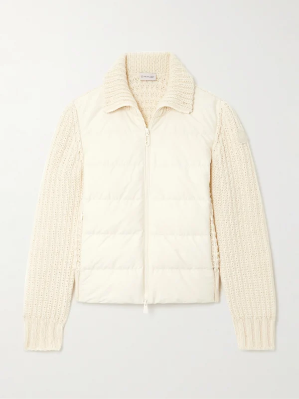 Moncler Appliquéd Quilted Shell-trimmed Wool and Cashmere-blend Down Cardigan