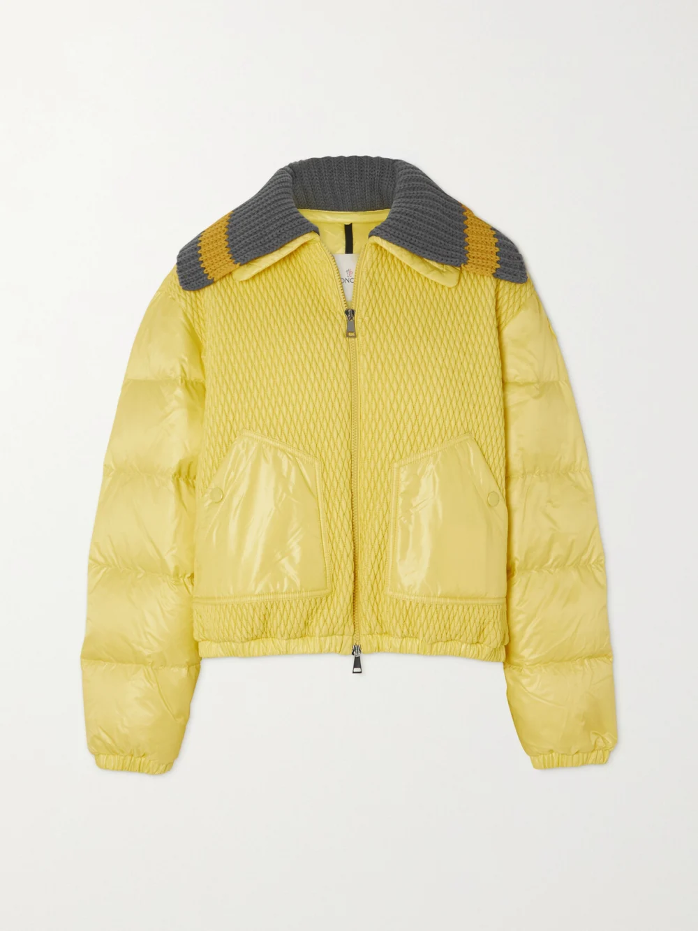 Moncler Apront Cropped Quilted Shell Down Bomber Jacket in yellow