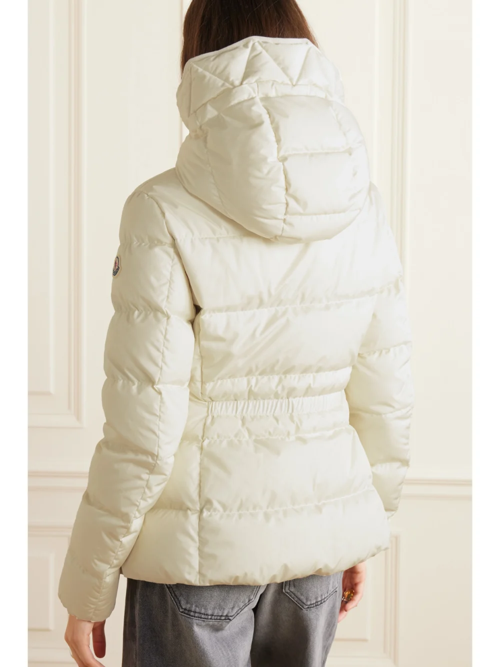 Back view of the Moncler Avoce Hooded Quilted Shell Down Jacket