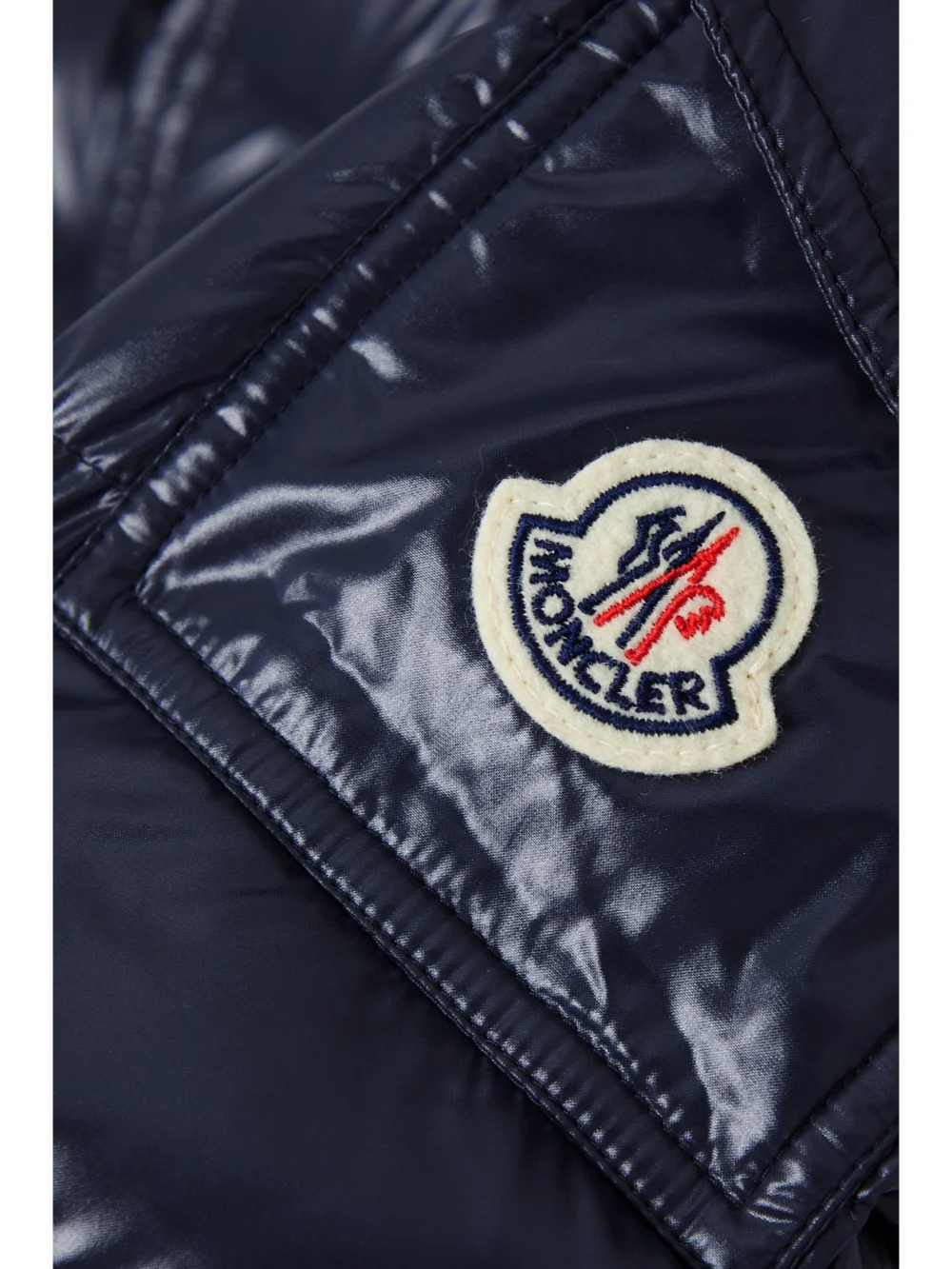 Close-up detail of the Moncler Bady Quilted Shell Down Hooded Jacket