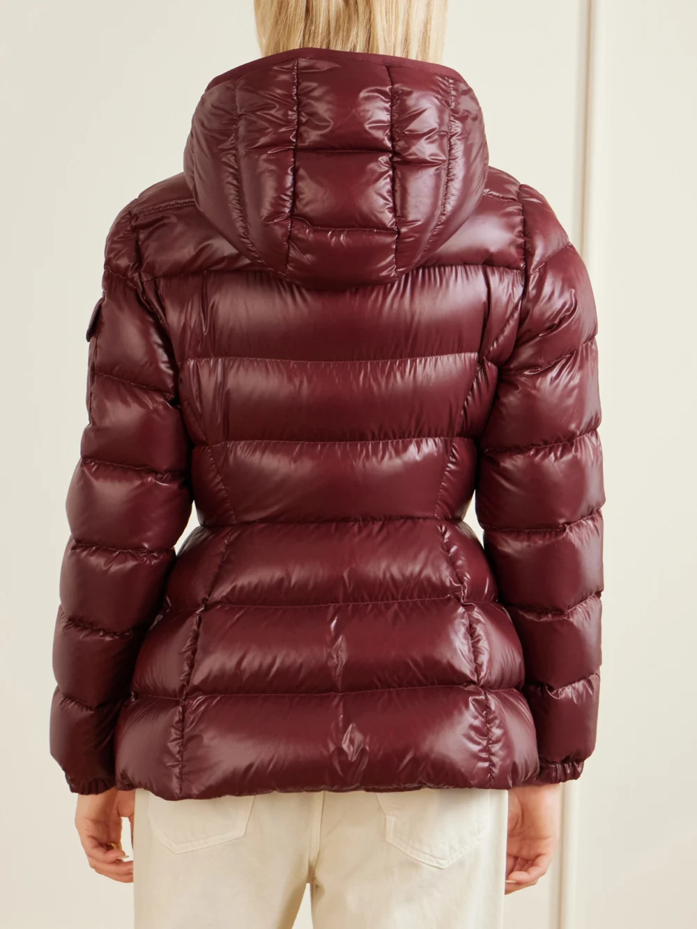 Back view of the Moncler Barante Hooded Quilted Shell Down Jacket