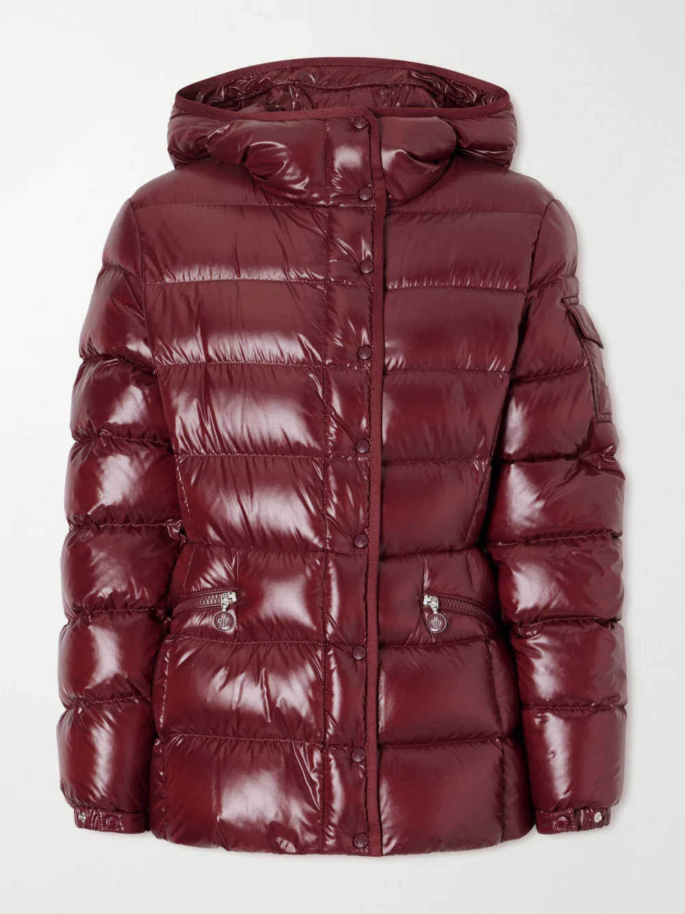 Moncler Barante Hooded Quilted Shell Down Jacket in burgundy