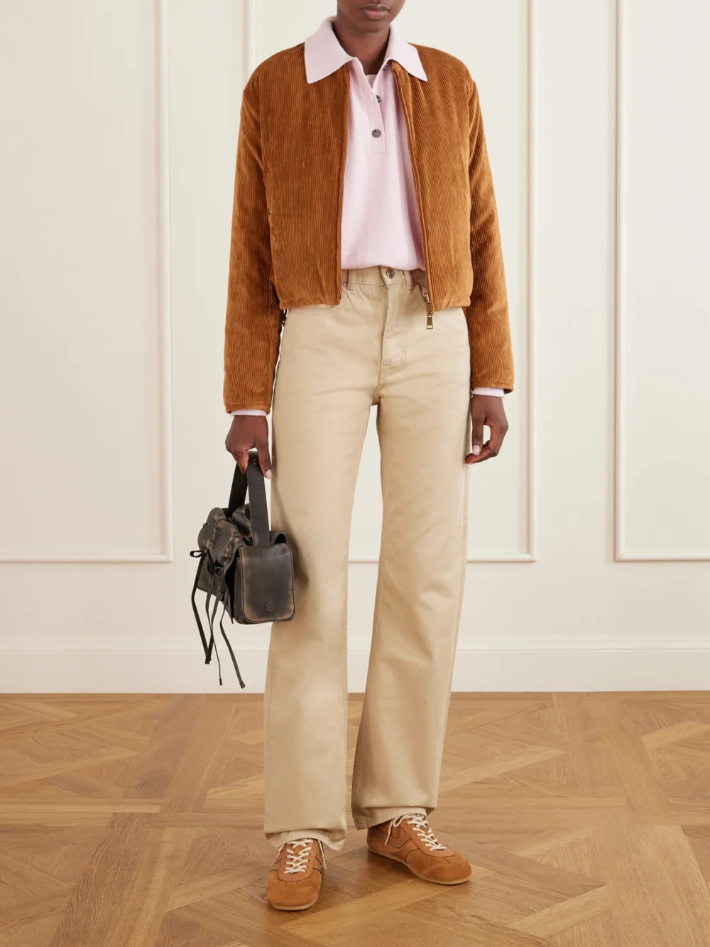Moncler Blageon Reversible Corduroy Bomber Jacket, worn by a model