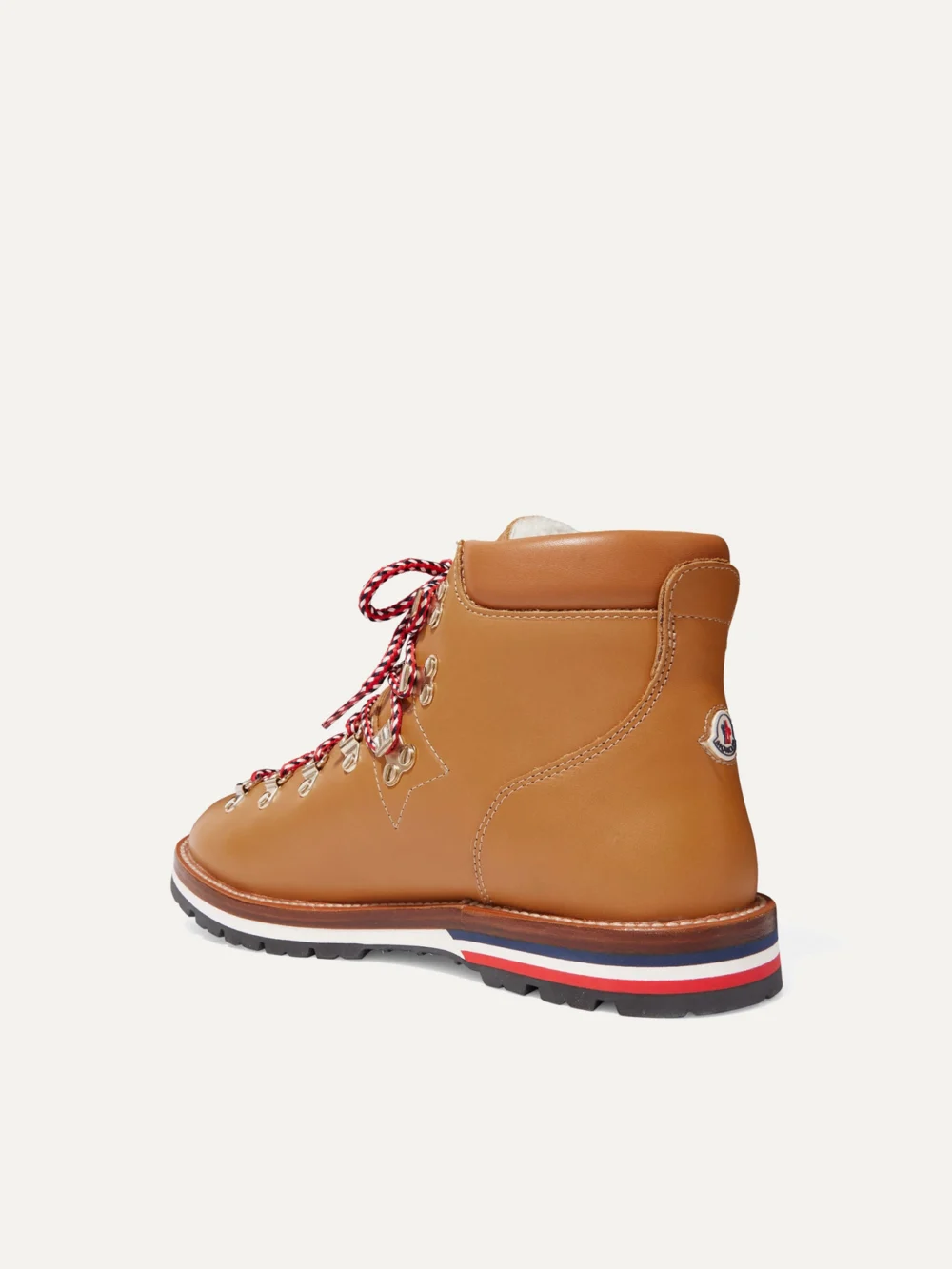 Back view of the Moncler Blanche Shearling-lined Leather Ankle Boots