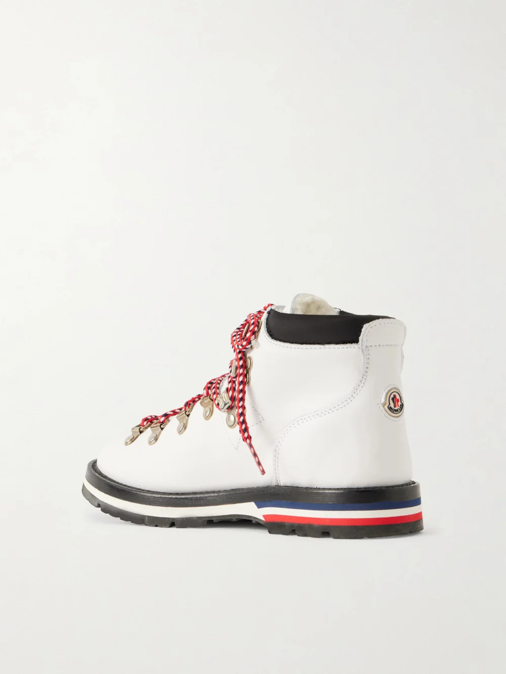 Back view of the Moncler Blanche Shearling-lined Leather Ankle Boots