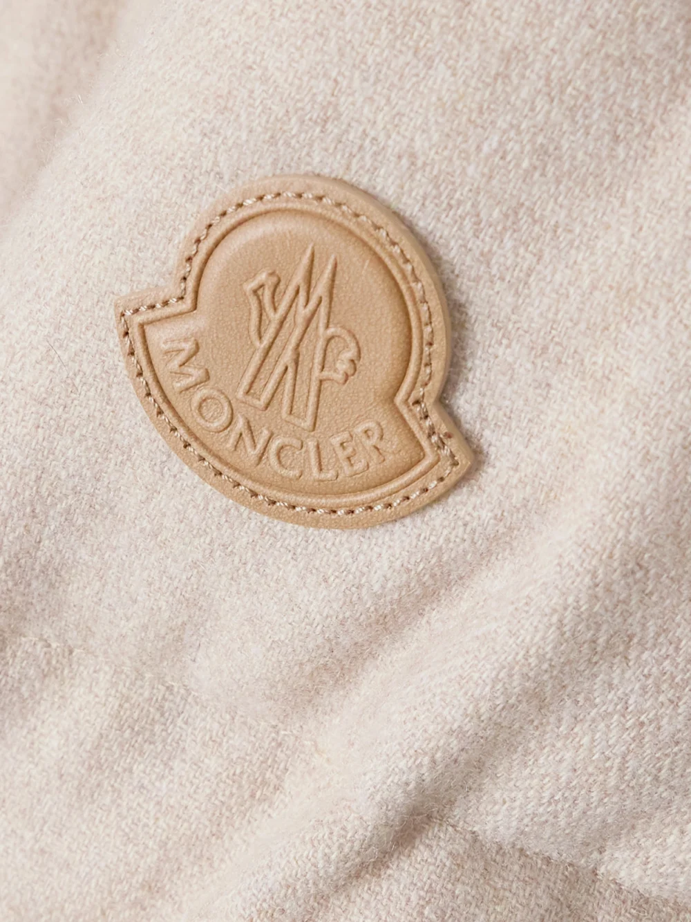 Close-up detail of the Moncler Bonaguil Padded Wool and Cashmere-blend Down Jacket