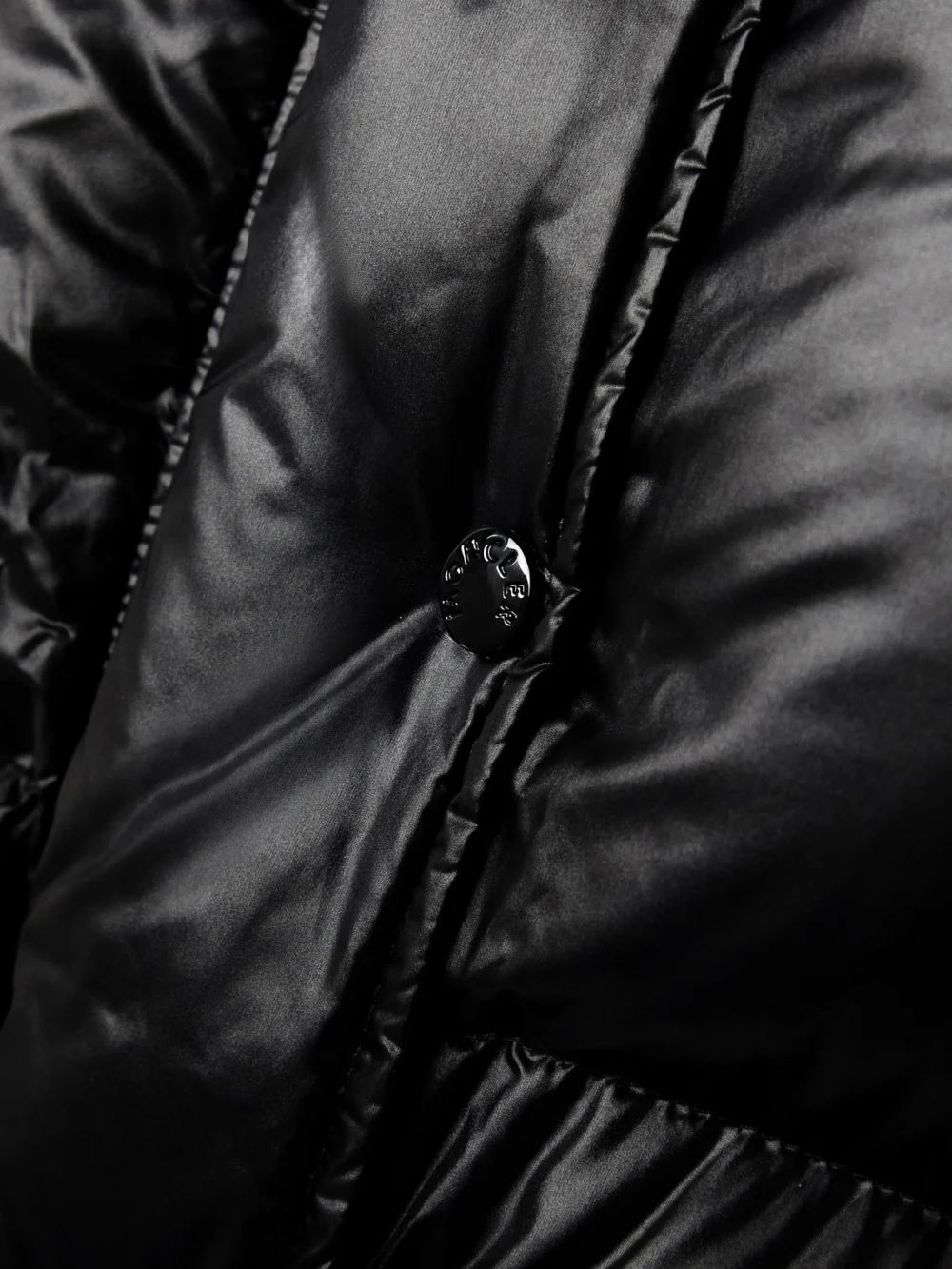 Close-up detail of the Moncler Borey Hooded Padded Quilted Shell Down Jacket
