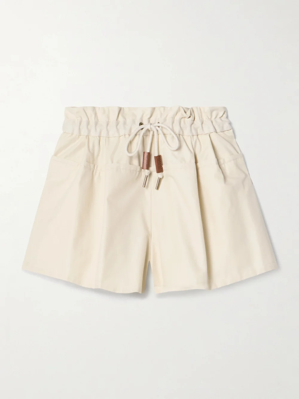 Moncler Canvas-trimmed Paneled Cotton-blend Shell Shorts in cream