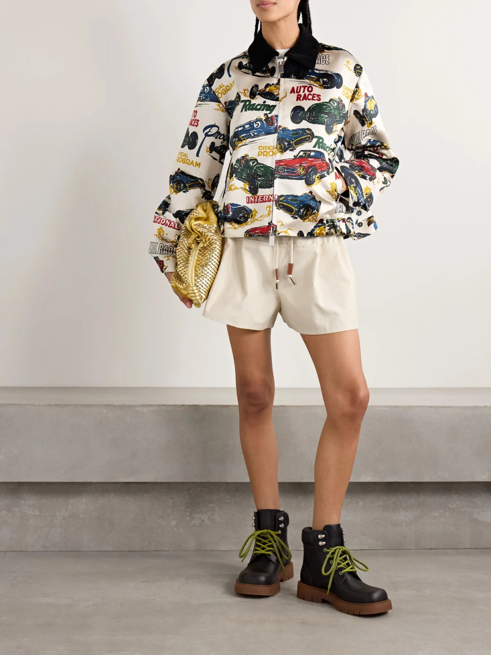 Moncler Canvas-trimmed Paneled Cotton-blend Shell Shorts, worn by a model