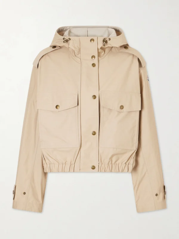 Moncler Carex Hooded Cotton-blend Poplin Cropped Jacket