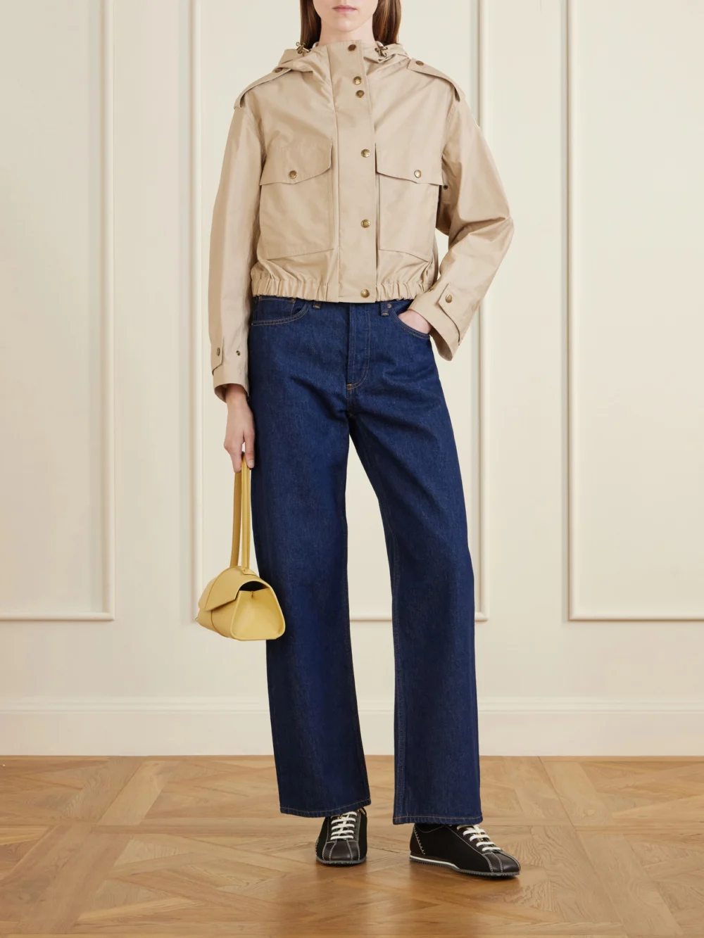 Moncler Carex Hooded Cotton-blend Poplin Cropped Jacket, worn by a model
