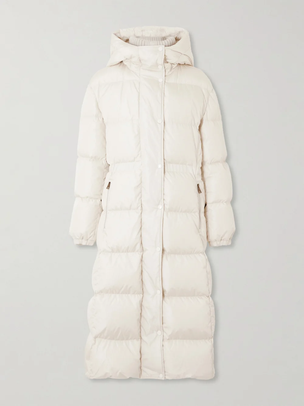 Moncler Chamer Hooded Quilted Shell Down Coat in white
