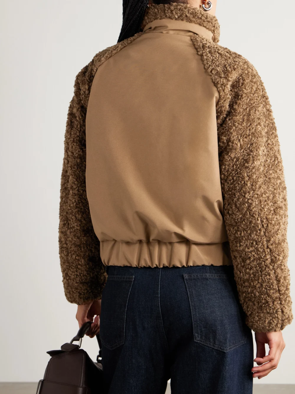 Back view of the Moncler Coligny Shell-trimmed Fleece Down Jacket