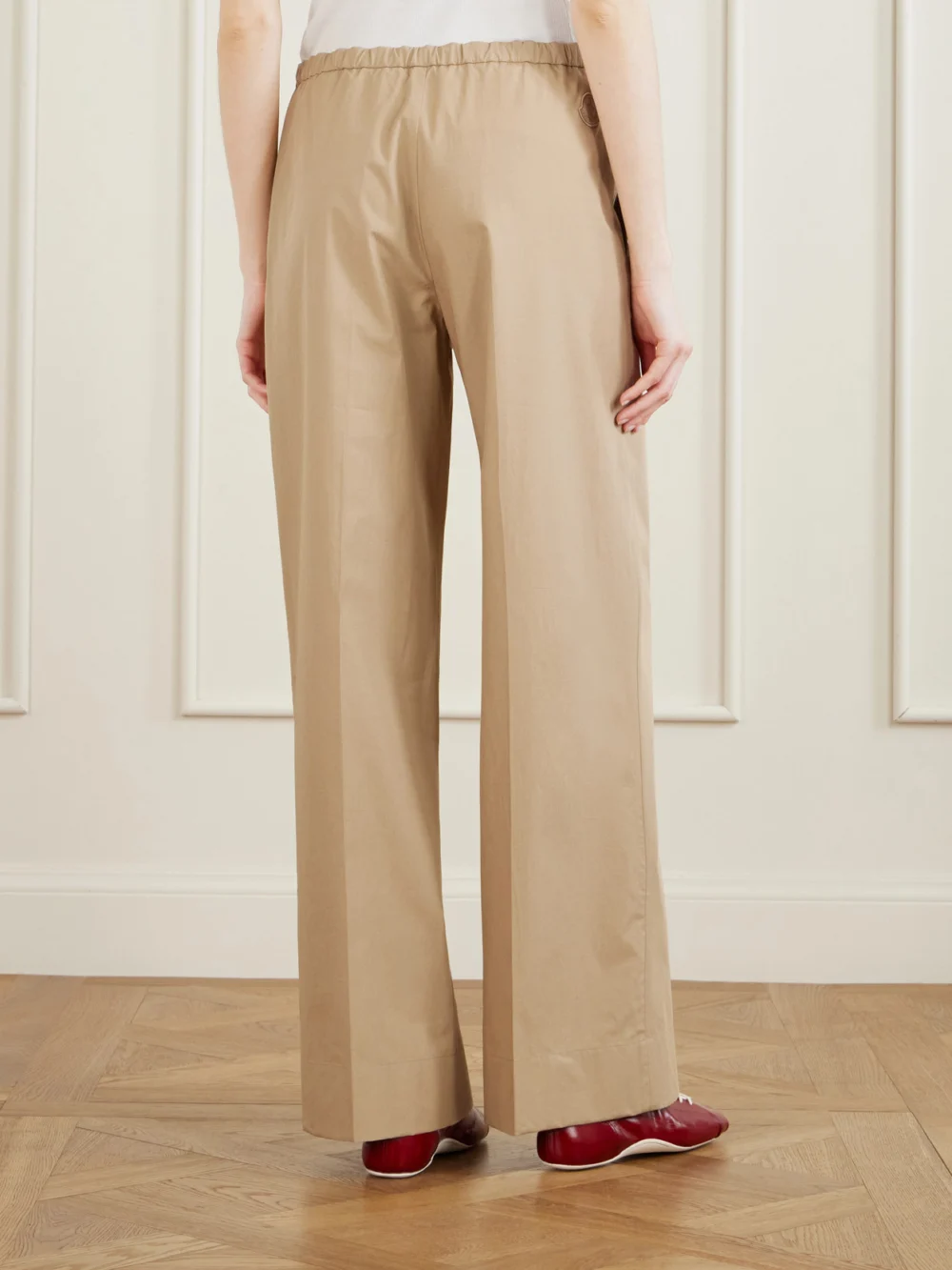 Back view of the Moncler Cotton-poplin Wide-leg Pants