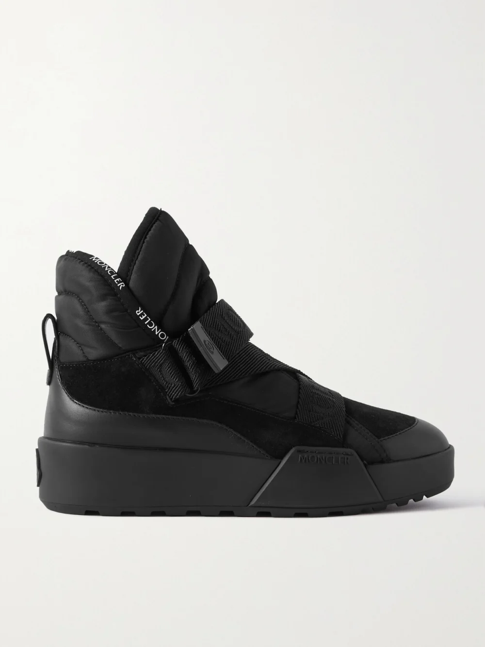 Moncler Cross Promyx Suede-trimmed Quilted Shell and Leather High-top Sneakers in black