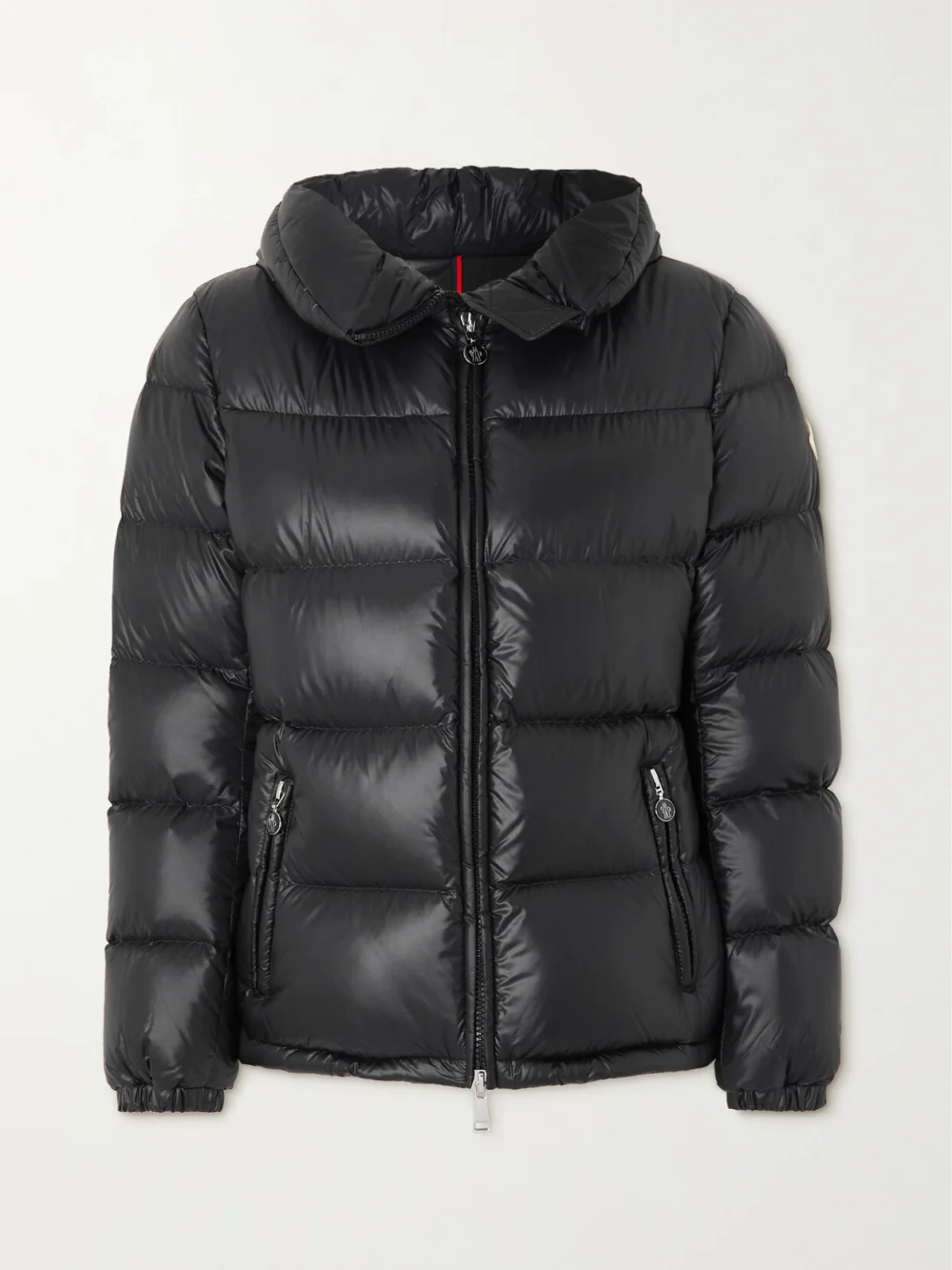 Moncler Douro Hooded Appliquéd Quilted Shell Down Jacket in black