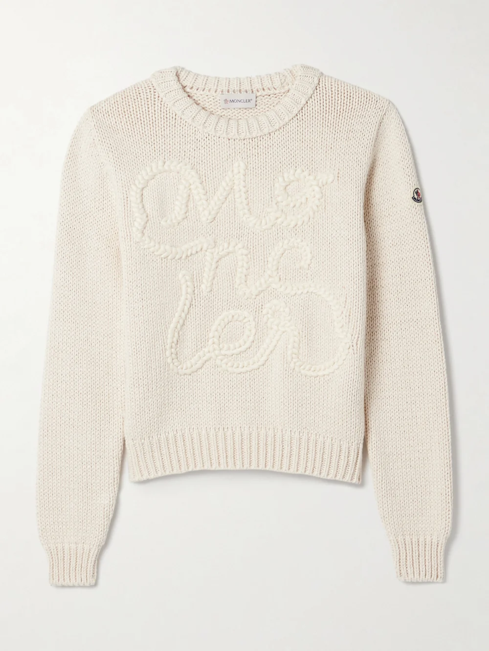 Moncler Embroidered Cotton Sweater in ivory