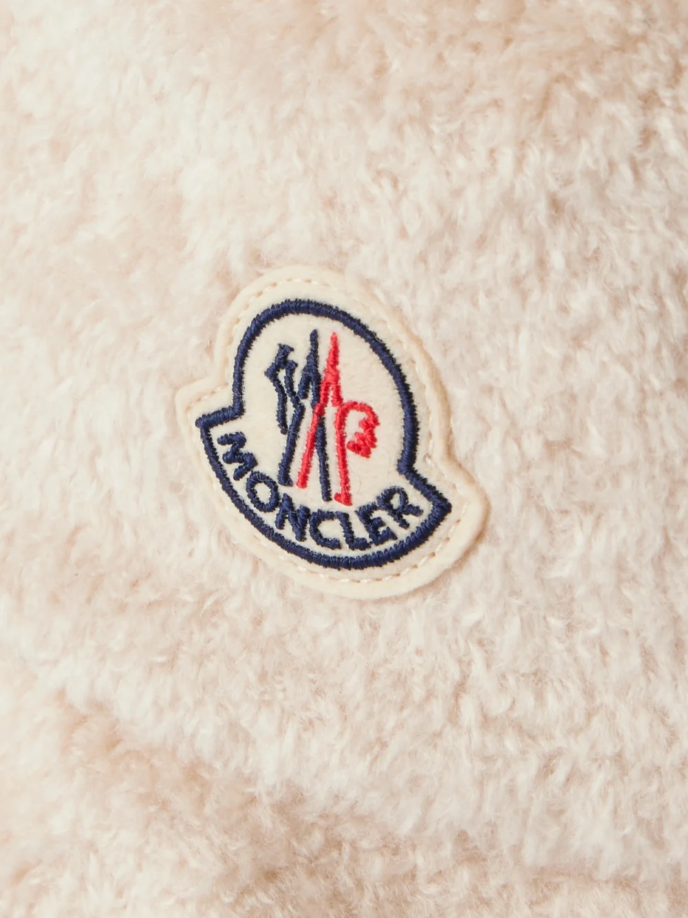 Close-up detail of the Moncler Embroidered Fleece Bucket Hat