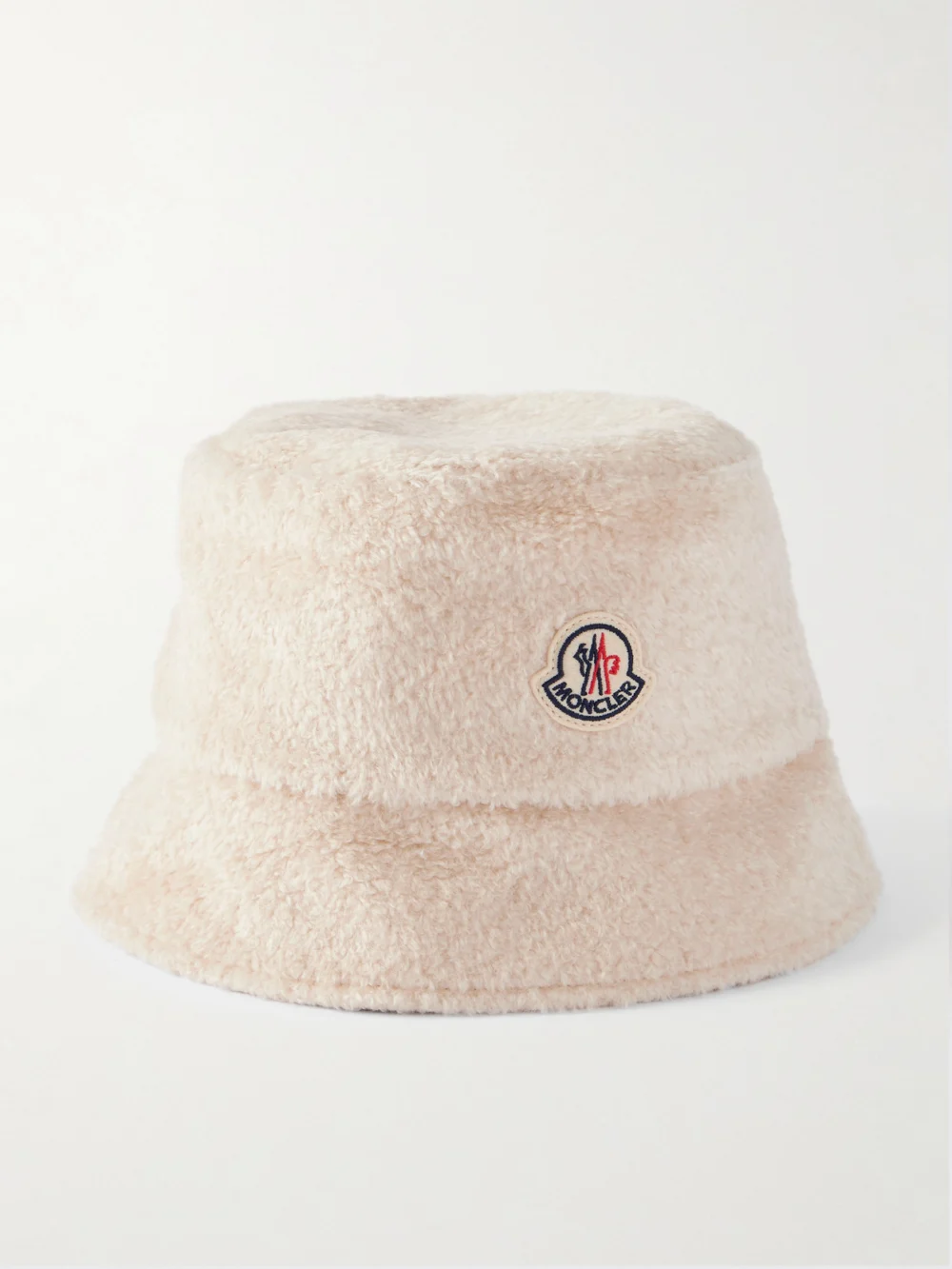 Moncler Embroidered Fleece Bucket Hat in beige