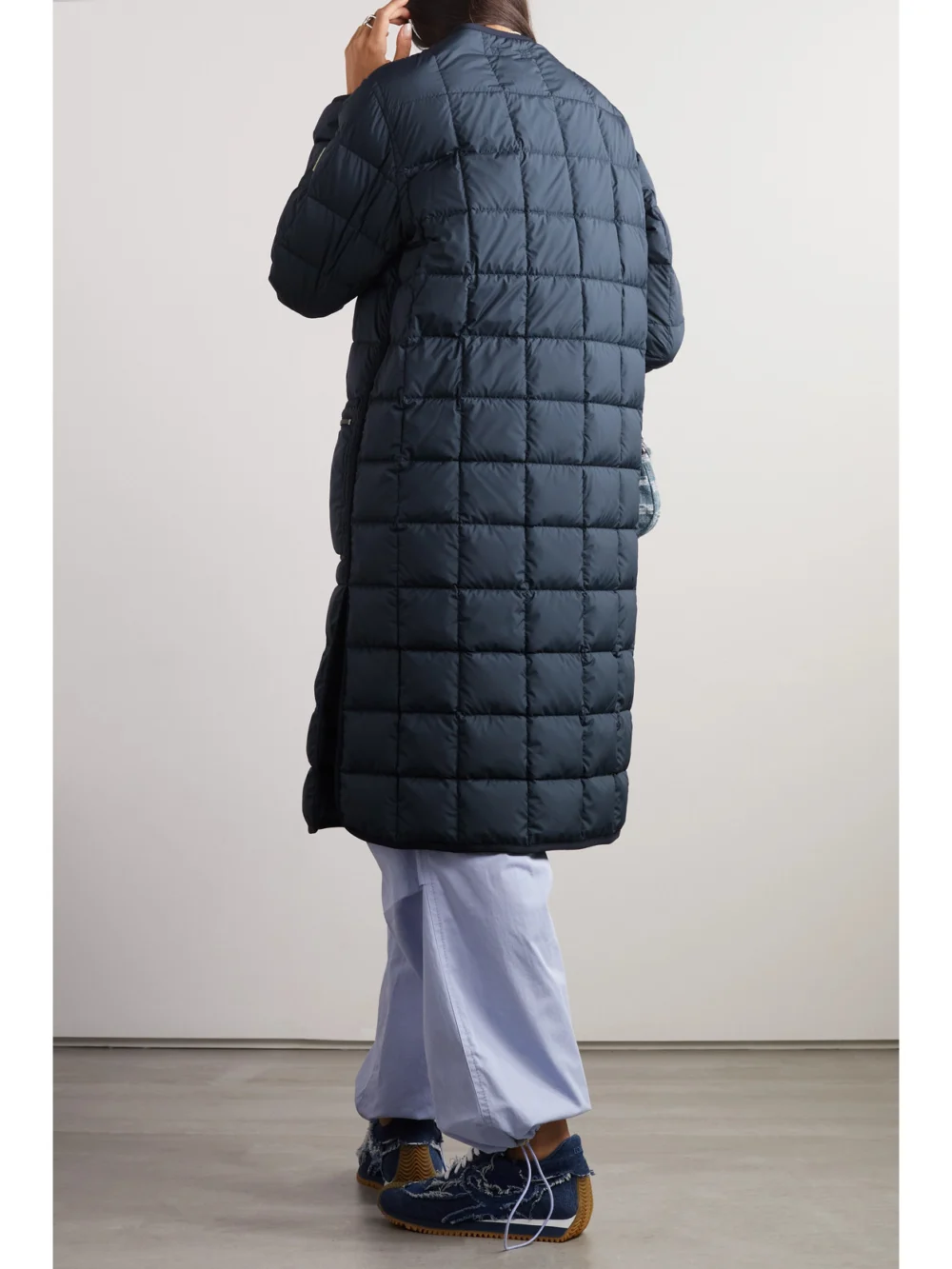Back view of the Moncler Faisan Convertible Quilted Shell Down Coat