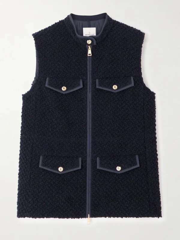 Moncler Fallavier Appliquéd Quilted Shell and Wool-bouclé Down Vest
