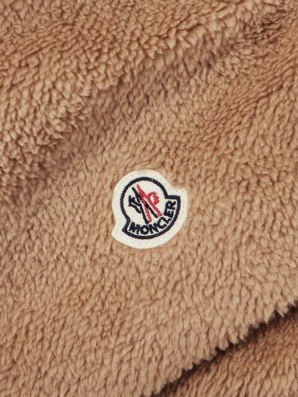Close-up detail of the Moncler Fleece Down Scarf