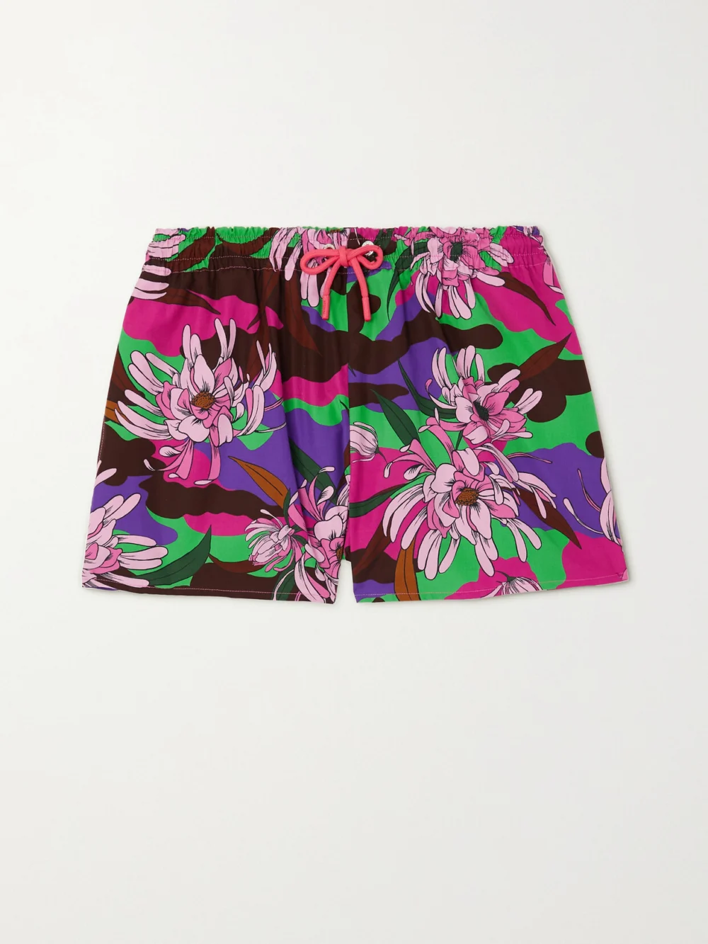 Moncler Floral-print Cotton-poplin Shorts in purple