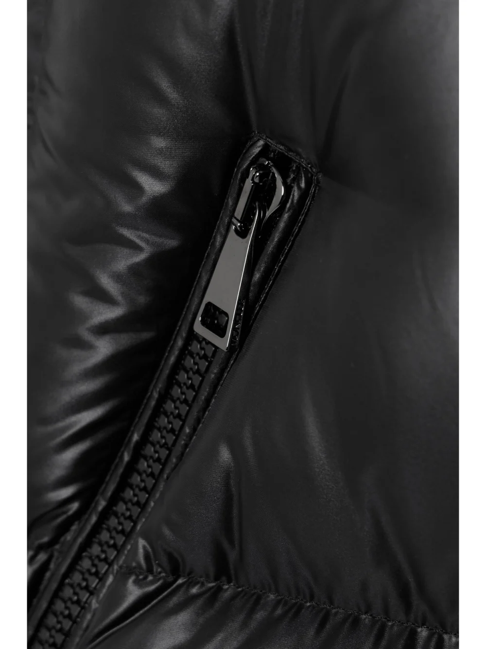 Close-up detail of the Moncler Fourmine Hooded Quilted Shell Down Jacket