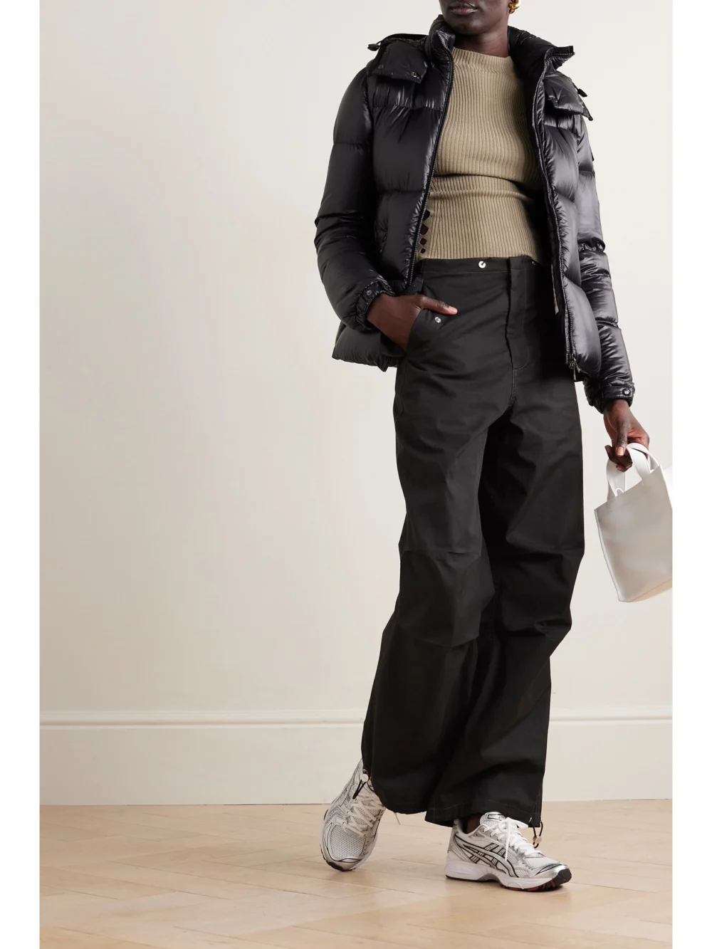 Moncler Fourmine Hooded Quilted Shell Down Jacket, worn by a model