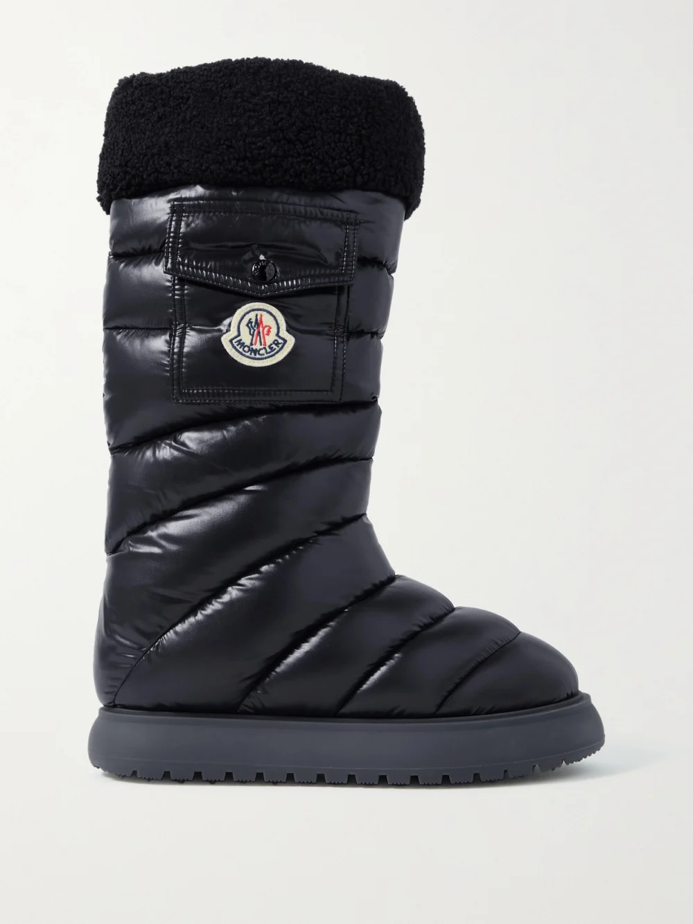 Moncler Gaia Fleece-trimmed Quilted Shell Boots in black