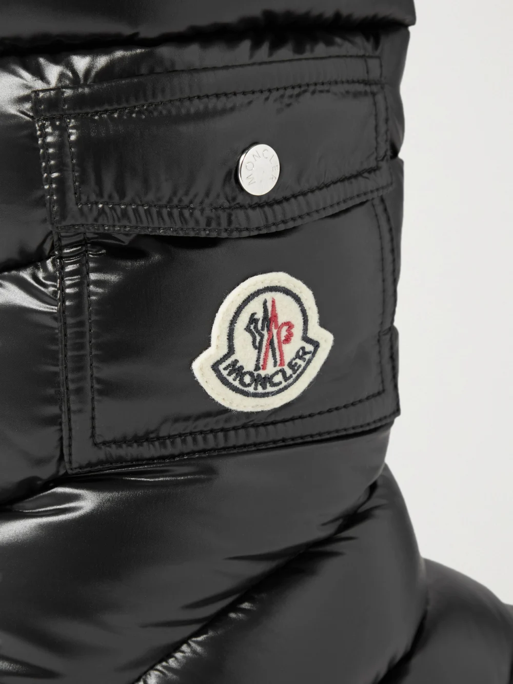 Close-up detail of the Moncler Gaia Quilted Shell Boots