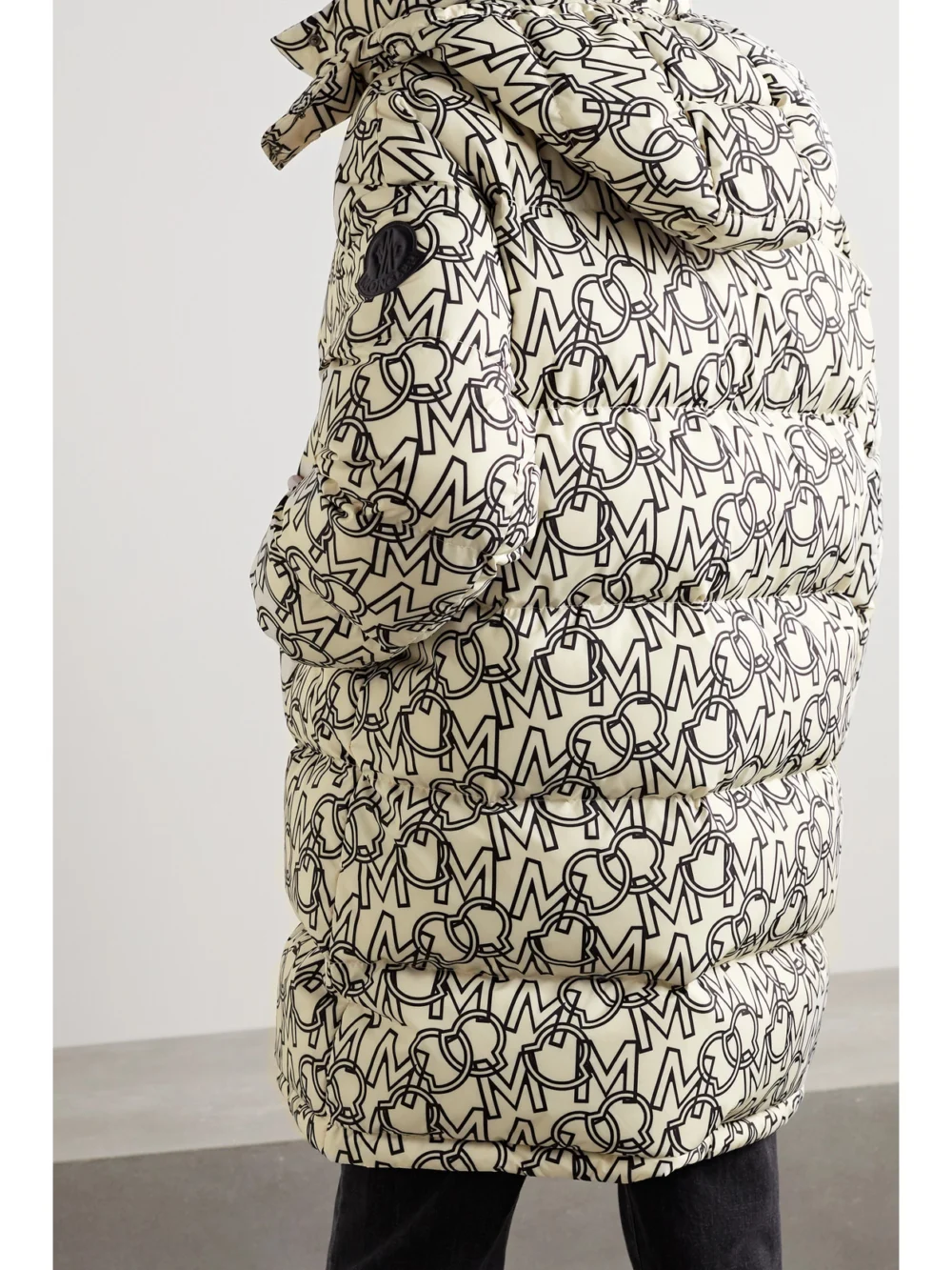 Back view of the Moncler Gaou Hooded Printed Quilted Shell Down Coat