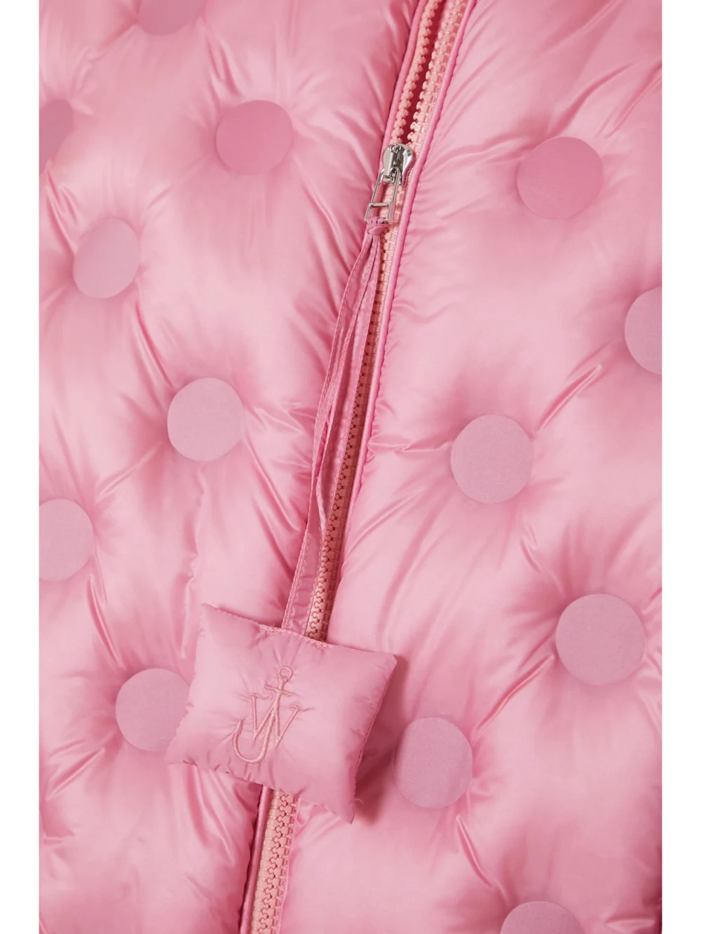 Close-up detail of the Moncler Genius + 1 Jw Anderson Abbotts Hooded Quilted Shell Down Jacket