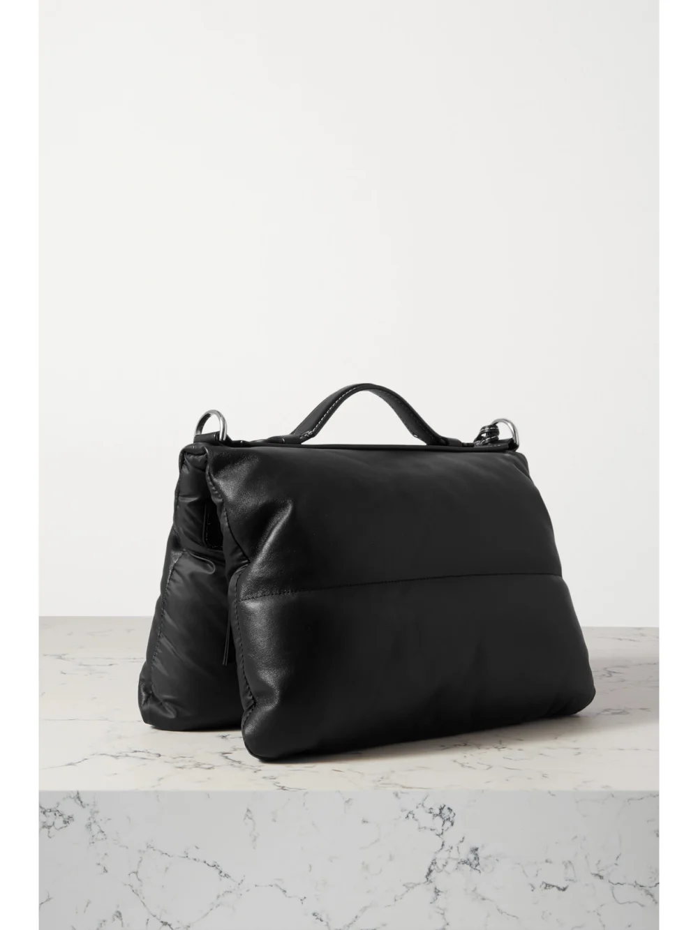 Back view of the Moncler Genius + 1 Jw Anderson Quilted Padded Shell and Leather Tote