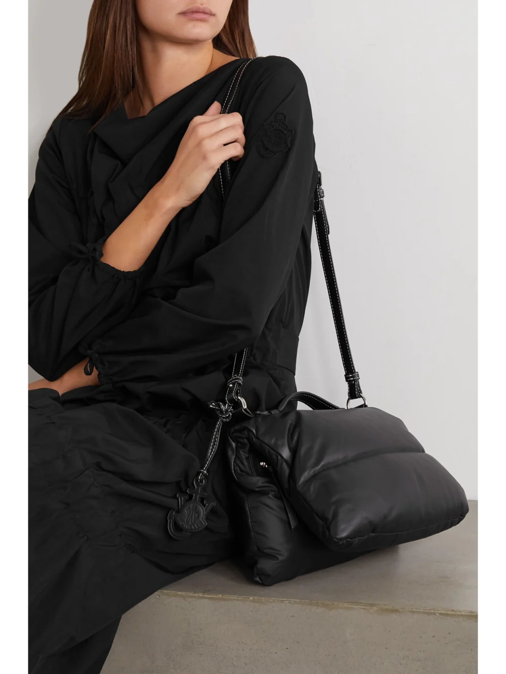 Moncler Genius + 1 Jw Anderson Quilted Padded Shell and Leather Tote, styled view