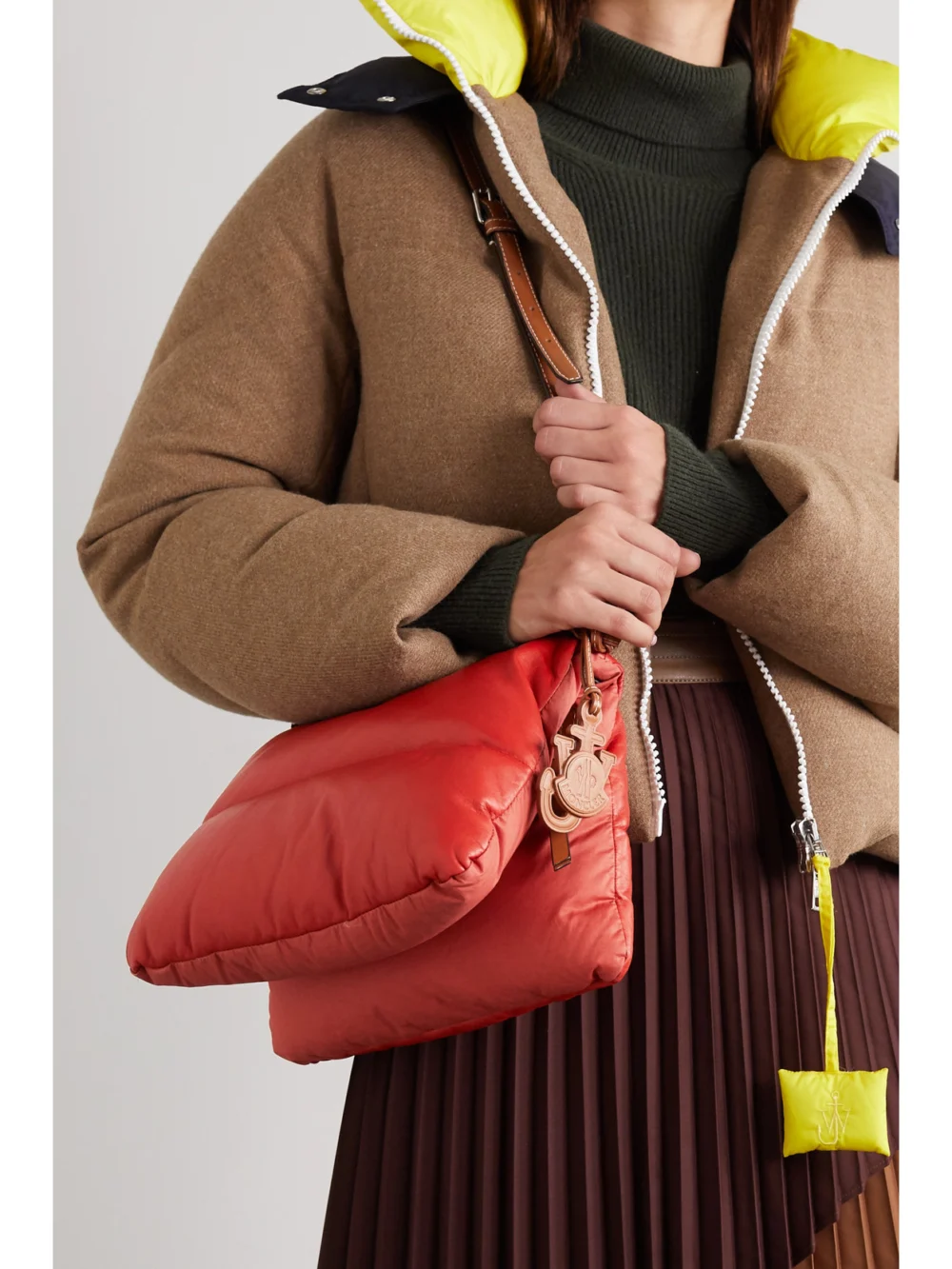 Moncler Genius + 1 Jw Anderson Quilted Padded Shell and Leather Tote, styled view