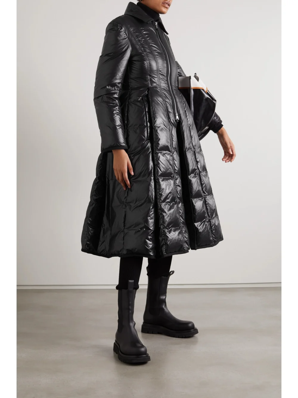 Moncler Genius + 2 Moncler 1952 Liz Quilted Glossed-shell Down Coat, worn by a model
