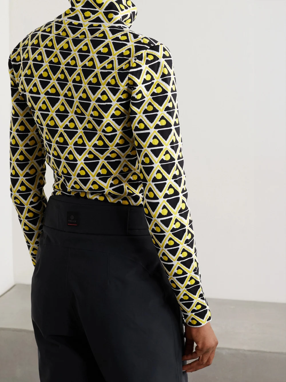 Back view of the Moncler Genius + 3 Moncler Grenoble Ciclista Jacquard-knit Turleneck Top