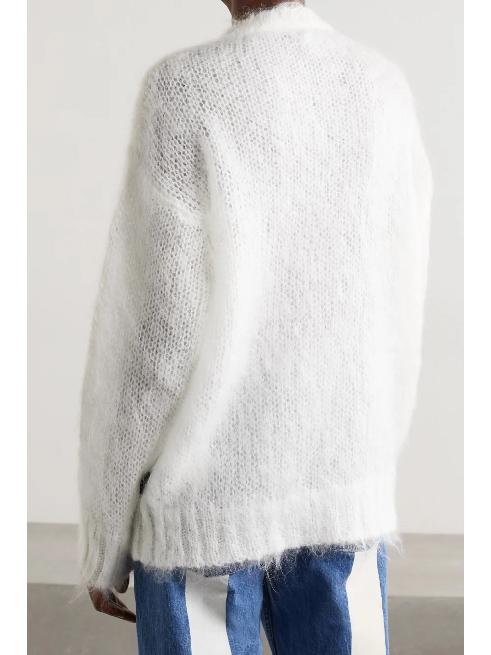 Back view of the Moncler Genius + 3 Moncler Grenoble Oversized Printed Mohair-blend Sweater