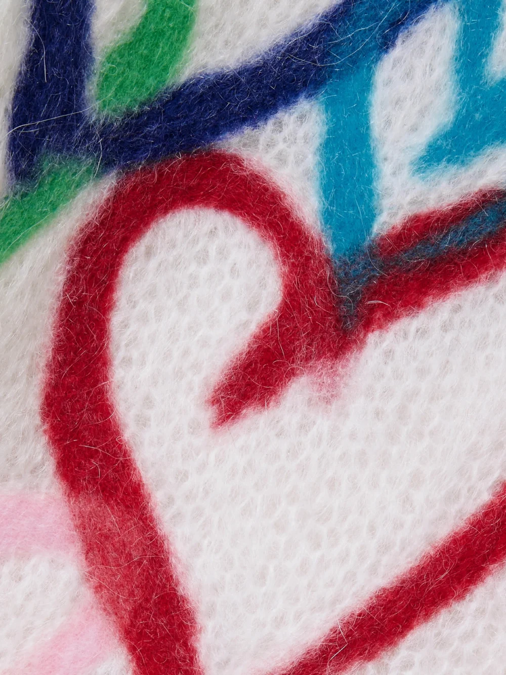 Close-up detail of the Moncler Genius + 3 Moncler Grenoble Oversized Printed Mohair-blend Sweater