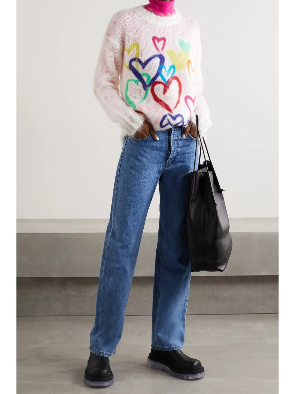 Moncler Genius + 3 Moncler Grenoble Oversized Printed Mohair-blend Sweater, worn by a model