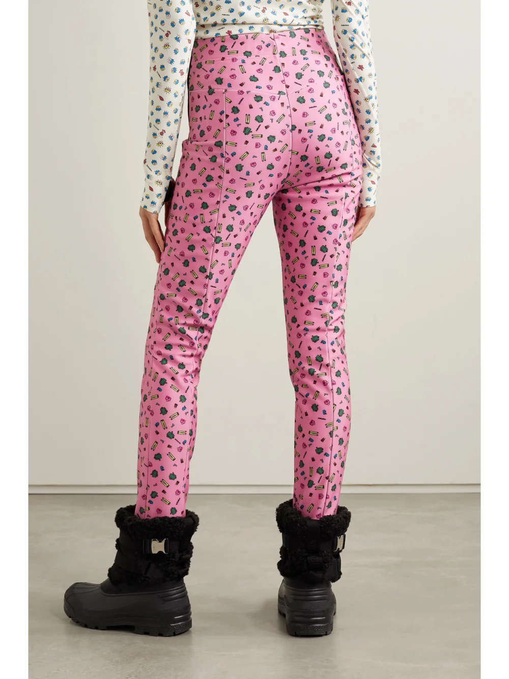 Back view of the Moncler Genius + 3 Moncler Grenoble Printed Stretch-jersey Stirrup Pants