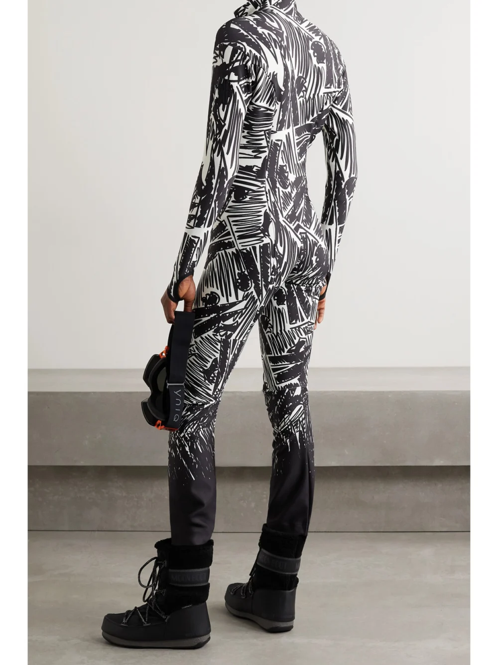 Back view of the Moncler Genius + 3 Moncler Grenoble Tuta Printed Stretch-shell Ski Suit
