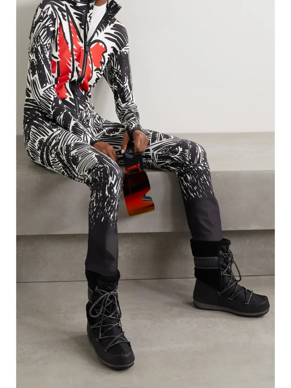 Moncler Genius + 3 Moncler Grenoble Tuta Printed Stretch-shell Ski Suit, worn by a model