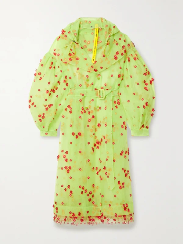Moncler Genius + 4 Simone Rocha Coronilla Hooded Appliquéd Embroidered Tulle Trench Coat
