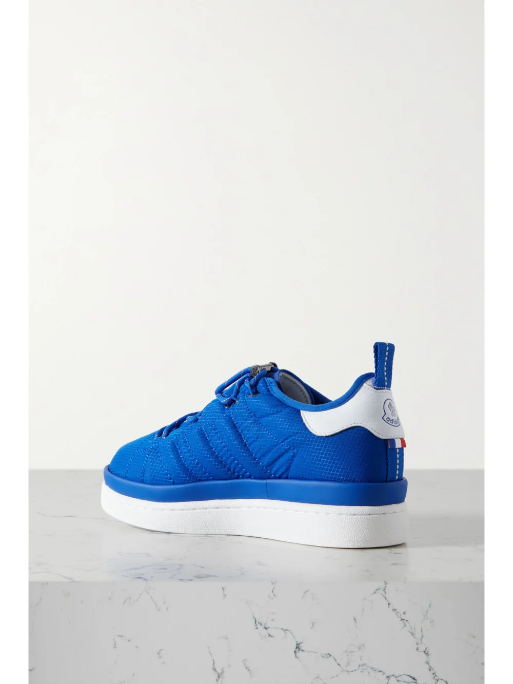 Back view of the Moncler Genius + Adidas Originals Campus Leather-trimmed Ripstop Sneakers