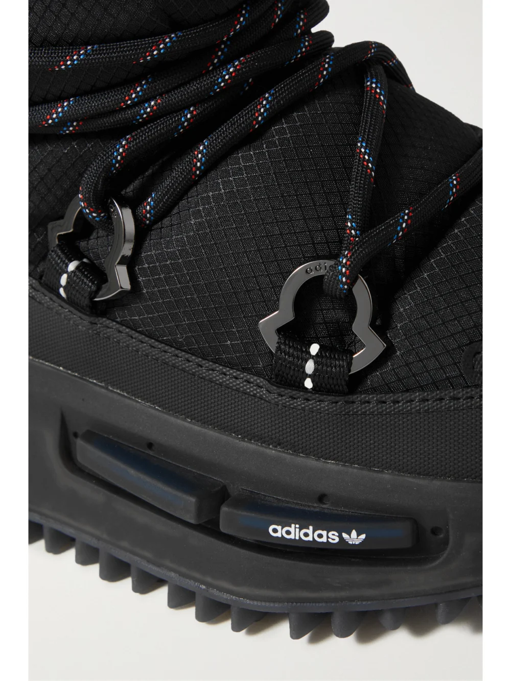 Close-up detail of the Moncler Genius + Adidas Originals Rubber-trimmed Gore-tex Snow Boots
