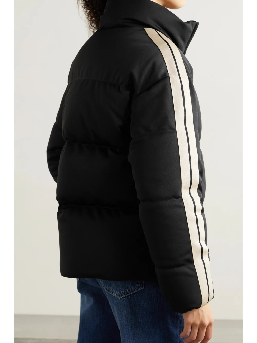 Back view of the Moncler Genius + Palm Angels Rodman Striped Quilted Shell Down Jacket
