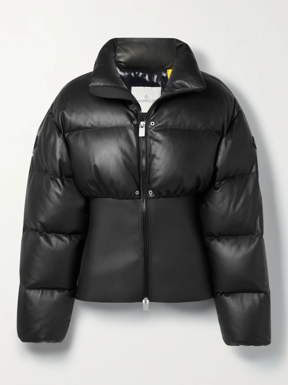 Moncler Genius Yongal Quilted Leather and Neoprene Down Jacket in black