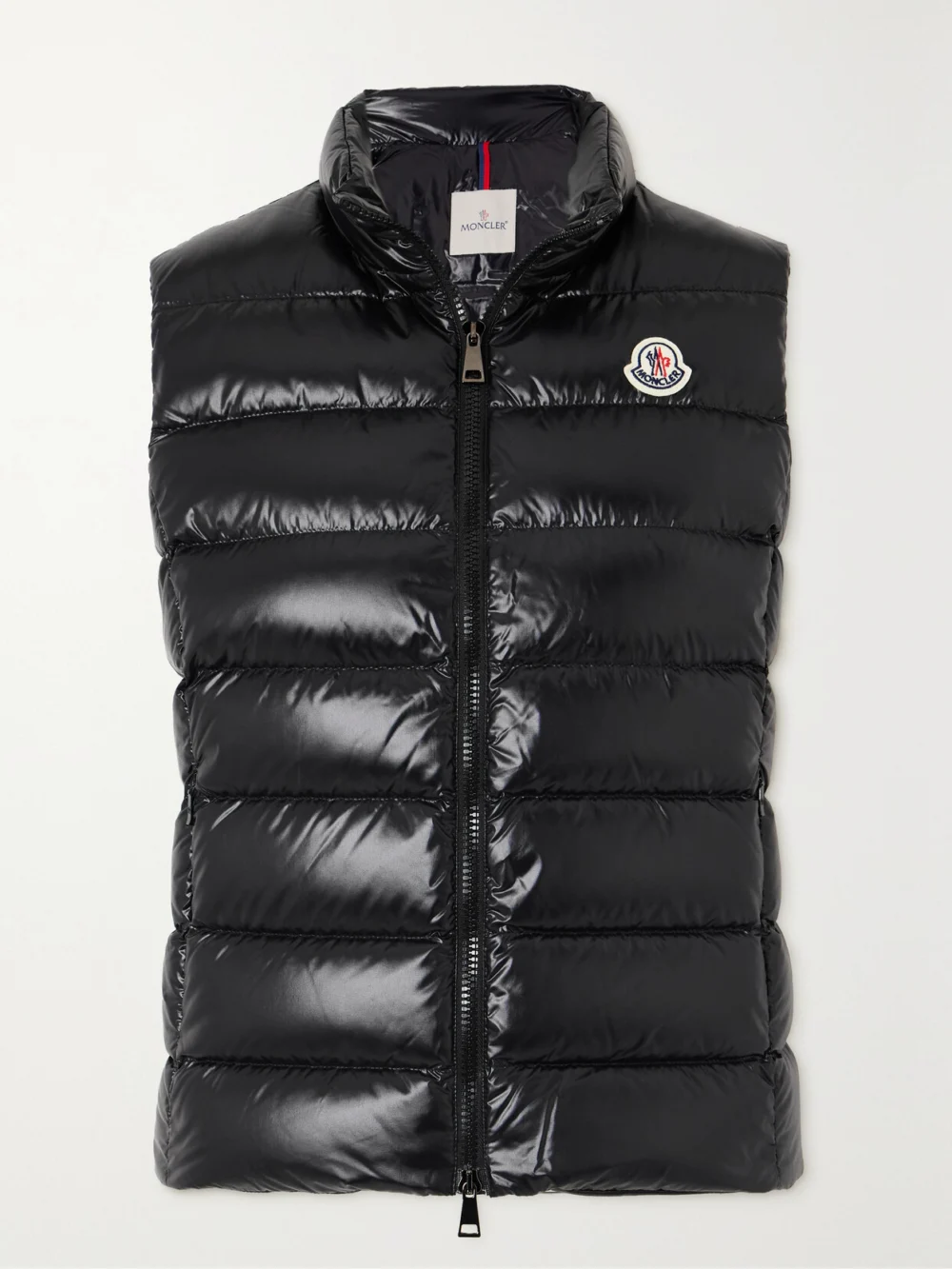 Moncler Ghany Quilted Glossed-shell Down Vest in black
